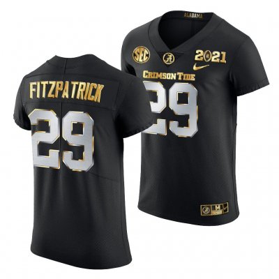 Men's Alabama Crimson Tide #29 Minkah Fitzpatrick 2021 Playoff Championship Black Golden NCAA College Football Jersey 2403RHHD0